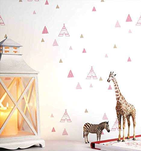 NEWROOM Tapete Weiß Vlies Kindertapete - Tipi Zelte Dreiecke Abenteuer Muster für Kinderzimmer Babyzimmer