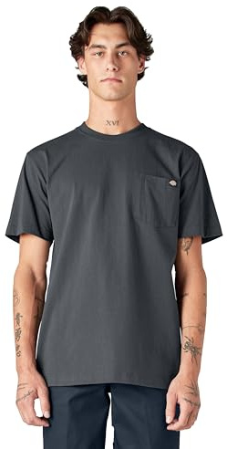 Dickies mens Heavyweight Crew Neck Short Sleeve Tee Henley Shirt, Charcoal Gray Heather, XX-Large US