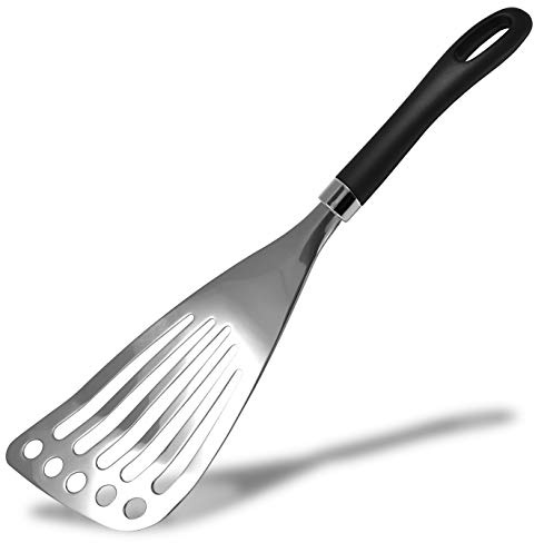 Seki Japan Right Handed Stainless Steel Spatula Wide Thin Slotted Turner Kitchen Utensils