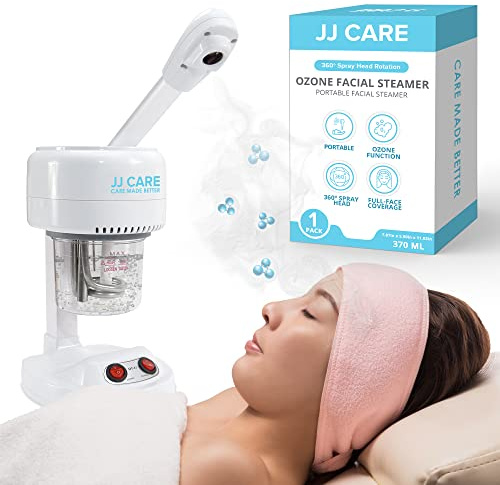 JJ CARE Ozone Facial Steamer Tabletop with Rotating Spray Head at 360 Degrees and Auto Shut Off Feature - Portable for Facial Deep Cleaning & Vaporizer