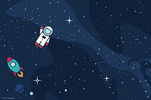 Schreibtischunterlage für Kinder – “Astronaut im Weltall“ – aus erstklassigem, strapazierfähigem Vinyl (Kunststoff-BPA frei) – 60 x 40 cm – Schreibunterlage – Made in Germany