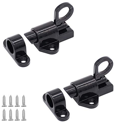 2 Pcs Riegelschloss aus Pull Ring, Zink Legierung automatischer Türbolzen, Sicherheits Zugring Feder Bounce Türschraube für das Fenstertor zu Hause, Schwarz