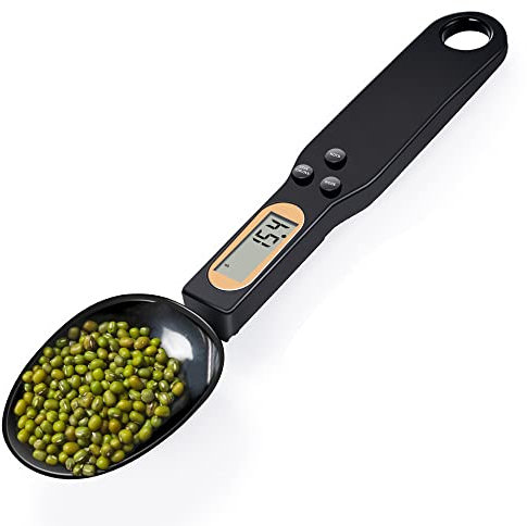 OBEST Electronic Measuring Spoon, Digital Scale Spoon, Kitchen Electronic Weighing Spoon with LCD Display for Cooking, Baking, Flour, Spices, Medicine, Seasoning (Black