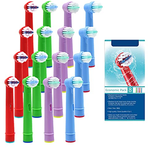FFYan 16 st tandborsthuvud för barn Oral B, reservborsthuvuden för barn för brun elektrisk uppladdningsbar tandborste med paket