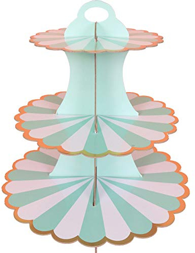 Spydge 3 Niveles Soporte Cartón Pasteles Soporte para Cupcakes Redondo Cartón Cupcake Stand para Fiestas Cumpleaños Aniversarios Bodas Bebé Shower el té de la Tarde