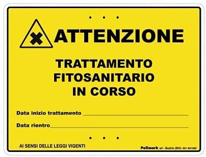 NEW CARTELLO SEGNALETICO - Attenzione - Trattamento fitosanitario in corso - Adesivo Extra Resistente, Pannello in Forex, Pannello In Alluminio (PANNELLO IN ALLUMINIO 30X42 cm)