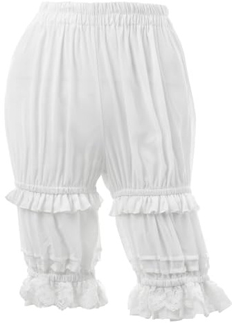 CR ROLECOS Bloomers Vintage Vita elastica Bloomer Pantaloni a sbuffo vittoriano Pantaloncini corti Biancheria intima Pantaloni pigiama, bianco, M