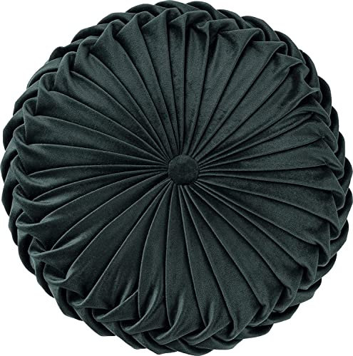 Tiowo Runde Bodenkissen Weiche Samt Stuhlkissen Plissee Sitzkissen Dekorative Kissen Kürbis Zierkissen für Home Couch Sofa Stuhl Auto Bett (Dunkelgrün)