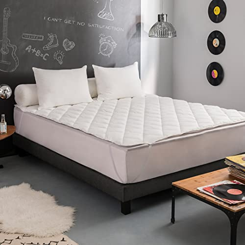 DODO - Surmatelas Surconfort Thermorégulé 180x200 cm - Lit 2 Personnes - Moelleux - Garnissage 100% Polyester FCS Thermoconfort - Enveloppe 100% Coton Naturel - Piquage Petit Losange - Lavable à 40°C