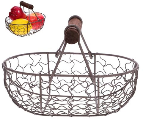 Kichvoe Cesta De Almacenamiento De Huevos De Vintage Tapa Para Frutas y Snacks Organizador De Cocina y Comedor Para Reuniones y Fiestas
