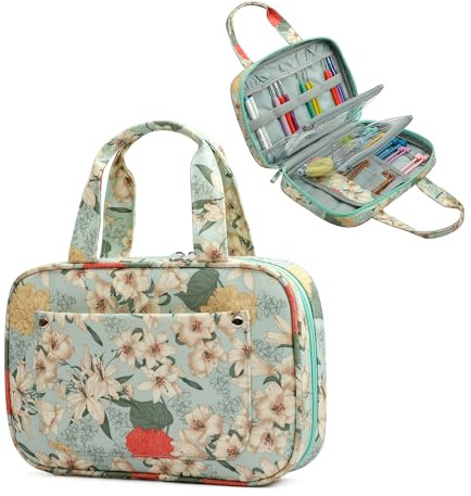 JOZEA Häkelhaken-Etui mit transparenter Organizer-Tasche, tragbares Häkelhaken-Etui für Häkelnadelhaken, Verschiedene Häkelhaken, Strickzubehör