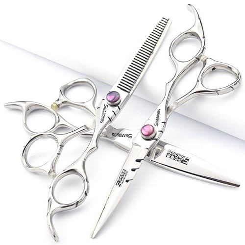 SHARONDS Haarschneideschere set，haarschere，ausdunnschere Schwarz 6 zoll 440C hohe(2/3/4-teiliges Set) (6 Zoll, 3 Stück-B) | ProfessionelleFriseurschere，Ergonomische Griffkonstruktion, ermüdungsfreies Arbeiten bei langem Gebrauc