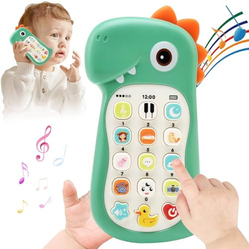 BelleStyle Telefono Giocattolo per Bambini, Cellulare Giocattolo Gioco Musicali per Bambino 1 2 3 Anni, Dinosauro Giocattoli Educativi Giochi Sensoriali Regali per Neonati Bambini 6 9 12 18 Mesi