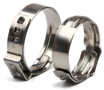 URTYP 100 Stück 4,7–23,5 mm Einzelohr-Schlauchklemmen, 304 Edelstahl, Einzelohr-Schlauchklemmen, Ohrrohrklemmen zum Abdichten von Schlaucharten, 15,3, 18,5 mm