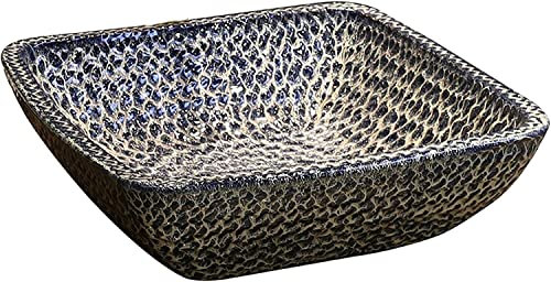 Lavabo da Appoggio in Ceramica Lavandino del bagno Lavandino da bagno in pietra retrò color blu Lavandino da bagno sopra il bancone Lavandino da appoggio quadrato in porcellana Lavandino da appoggio