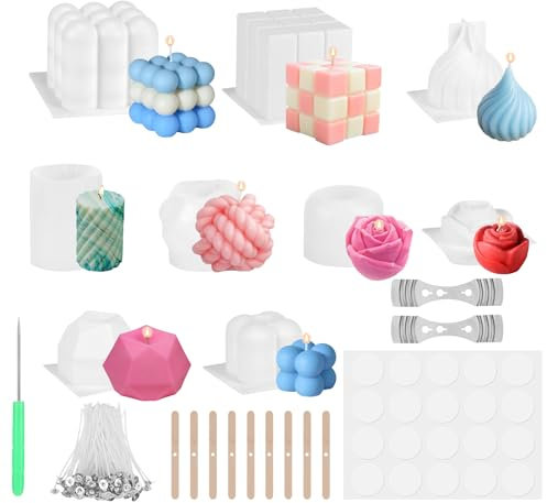 Kerzenform Silikon 9 Stück DIY Kerzen Formen Silikon Candles Mould Silicone DIY Silikonform, für DIY Aromatherapie Kerzen, Heimdekorationen,Zylinder Harzgussform