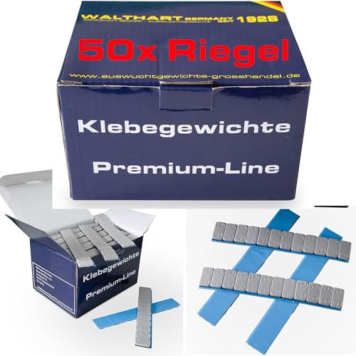 Walthart Germany seit 1928 Auswuchtgewichte 50x Grau Felgensilber 12x5g I Klebegewichte Stahlgewichte Kleberiegel 60g mit ABRISSKANTE I verzinkt & kunststoffbeschichtet 3,0Kg