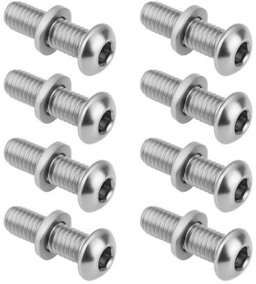 The Lord of the Tools Set mit 8 Fahrrad-Bremspfostenschrauben M6 x 20 mm mit M6 x 10 x 2 mm Unterlegscheibe, 304 Edelstahl, Fahrrad-V-Bremsbefestigungsschrauben, Ersatzteil, freitragende Schrauben