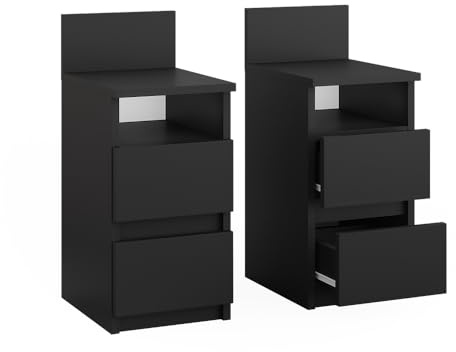 Vicco Nachttisch Monty Schwarz | 2er Set, geeignet zur flexiblen Platzierung neben Bett oder Sofa
