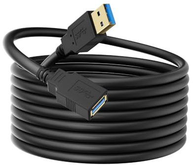 Kehtmay USB 3.0 Extension Cable 20FT, 5Gbps Data Transfer, Male to Female,Enjoy Ultra-Fast Transfer and Convenient Connectivity Compatible with Printers, Cameras,and More Black,20 feet