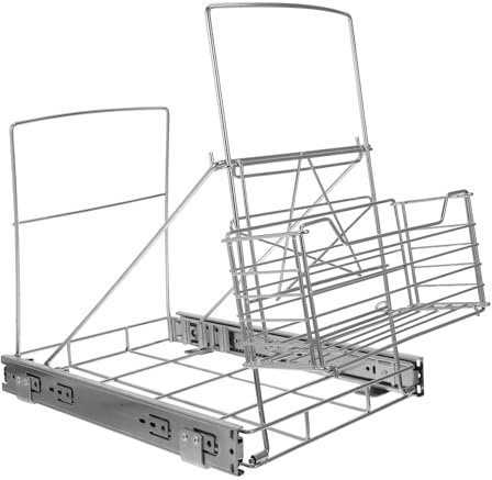 FUNNETOYU Support De Poubelle à Tirer Étagère Coulissante Avec Panier De Rangement Support De Poubelle Pour Sous-évier Compatible