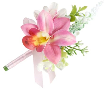 ZHENNB Künstliche Seidenblume mit Anstecknadel, realistisches Blumen-Dekorationsset für elegante Hochzeits-Corsage und Handgelenk-Blume