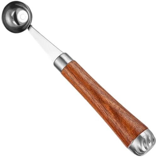Stakee Stainless Steel Ice Cream Spoon with Wooden Handle Melon Baller Fruit Scoop Kitchen Scoop for Cookie, Mashed Potato, Meatballs