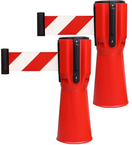 TOOSOAR 2 Piezas Cinta Conectora Retráctil para Conos de Tráfico - Banda de Aislamiento 5 Metros para Obras y Seguridad Vial