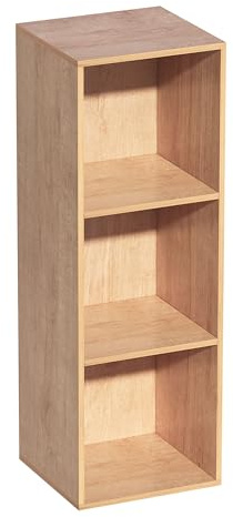 NewBeth 3-stufiges Bücherregal mit Offenem Eiche Regal, Standregal für Wohnzimmer, Kinderzimmer, Büro, 31 x 29.5 x 91.5CM
