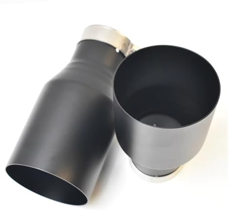 Terminale Scarico 1 Pezzo Universale Accessori Auto Piatto In Acciaio Inox Silenziatore Opaco Nero Punta Tubo Terminale Tagliato Tubo CodaScarico(54-101 flat)