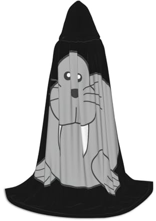 Evengigy Capa con capucha con estampado de morsa para adolescentes, Halloween, bata de cosplay para niños