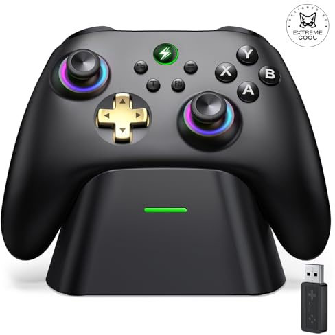 PC Wireless Controller mit RGB Licht/Hall Joystick/Turbo/Vibration, 1000Hz Wireless Gaming Controller für PC/Switch 2/Switch/Android/IOS