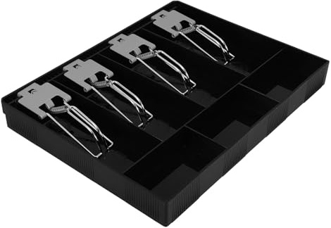 MAGICLULU Cash Register Tray Cash Register Insert Tray Money Storage Drawer with Four Compartments and Metal Clip for Small Business Retailers