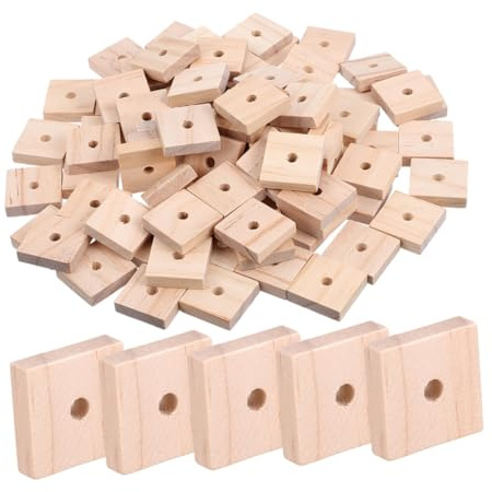 Veemoon 120pcs Parrot Chewing Blocks Natural Unfinished Wood Chips Bird Cage Accessories for Small and Medium Birds DIY Shredding Craft