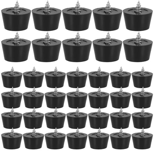 CALLARON Non-Slip Rubber Furniture Leg Pads with Screws, 21x17x11mm Anti-Skid Table and Chair Foot Levelers, 50pcs Protective Furniture Floor Wedges for Home and Office