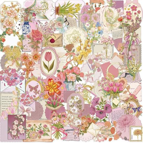 Cesujowaz Sticker Journaling, 50 Stück Gold Stamp Transparent PET Aufkleber Wasserdicht für Scrapbook Tagebuch Laptop Deko