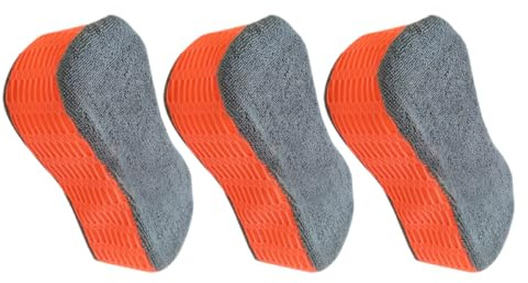 SHINEOFI 3 Stück Pack Autowaschschwämme aus Netzstoff mit Großer Oberfläche Schonend für Autolack für Autowäsche und Wasserspiele Orange Schwämme