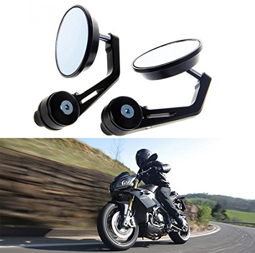 KATUR Universal Motorcycle Rearview Mirror Noir Style rétro Vue latérale arrière Miroir Moto Guidon Fin Miroirs pour 7/8 guidons 22mm