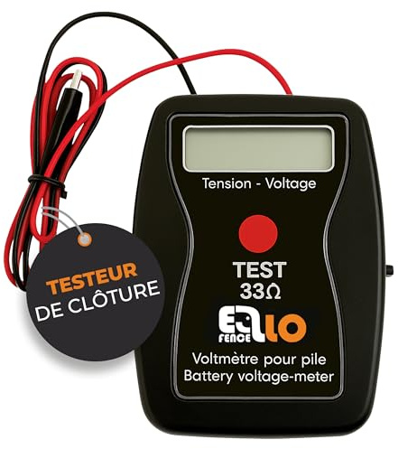 Ellofence Batterieprüfgerät - Präziser Weidezaunprüfer für 9V & 12V - Premium Weidezaun Prüfgerät - Stromtester für Elektrozaun - Hochwertiges Stromzaun Zubehör
