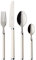 Villeroy & Boch Play! White Pearl Couverts de table pour 6 personnes, 24 pièces, Inox, Manche en plastique blanc