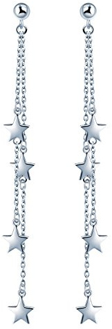 Yumilok Ohrringe Damen Mädchen 925 Silber Ohrhänger Stern Geschenk Geburtstag Weihnachten Sterling Silber Zirkonia, Sterling Silber, Zirkonia