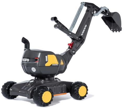 Rolly Toys rollyDigger Volvo EW160 Pelleteuse jouet (pour enfants de 3 à 5 ans, pelle en plastique, couleur gris/jaune) 421152, 102 x 43 x 74 cm