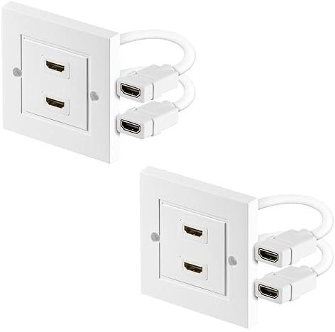PerfectHD 2 Stück HDMI Wanddose 2 Fach Anschlussdose Buchse Unterputz Dose weiß FullHD 3D