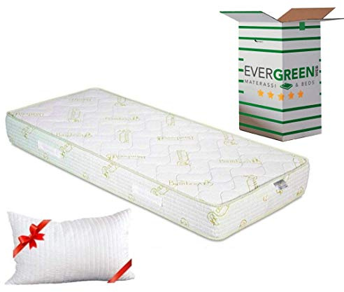 EVERGREENWEB ✅ Ortopedisk madrass 120 x 190, höjd 20 cm, Visco-kudde gratis kallskummadrass hårdhetsgrad H2/H3 med BAMBUS massageeffekt, kvalstertätt överdrag för ribbotten eller säng, italiensk sale