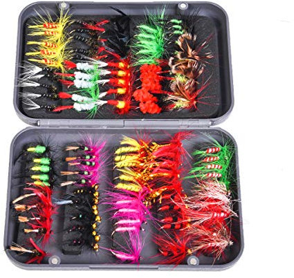 CHSEEO 100 Stück Angel-Fliegen Kunstköder Set Angel-Köder Fliegen Forellenköder Fliegen Fischen Köder Haken Perfekt zum Zander Angeln Barsch Forelle Dorsch Angelzubehör Angelset #3