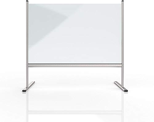 magnetoplan Hygienewand | Trennwand Acrylglas mit Durchreiche | BxHxT 960x650x2mm | Spuckschutz für Theke | Plexiglas Schutzwand für Kassenbereiche | Für Virenschutz und Spritzschutz