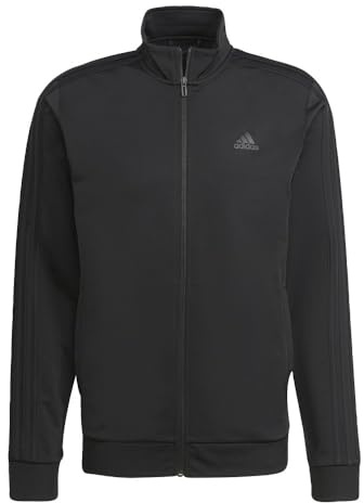 adidas Men's Warm-up Tricot Regular 3-stripes Track Jacket Black/Black Large