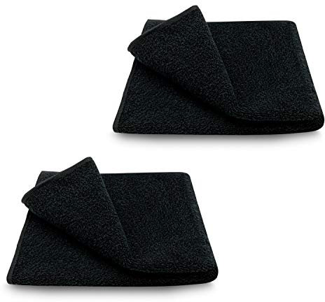 ARLI 2X Gästetuch 30 x 50 cm schwarz 2er Set Pack Gästetücher Handtuch 100% Baumwolle 2 Handtücher hochwertige Frottier klassischer Design elegant schlicht modern praktisch mit Handtuchaufhänger