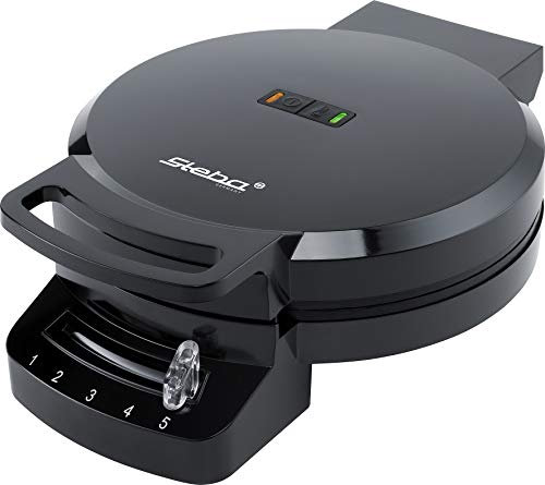 Gofrera Steba para 5 gofres en forma de corazón, Óptimo dorado y horneado bajo en grasas gracias al revestimiento antiadherente, Mango con aislamiento térmico y fácil limpieza. WE 1