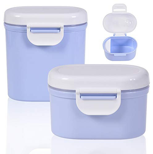 CYSJ 2 Pièces Boîte Doseuse à Poudre de Lait, Boîte Diseuse Lait en Poudre, Boîte à Lait en Poudre pour bébé Distributeur de Nourriture Portable en Plastique pour Enfants(Blue)
